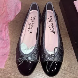 New with box Paul Mayer black/Nappa pewter ballet flats size 7.5
